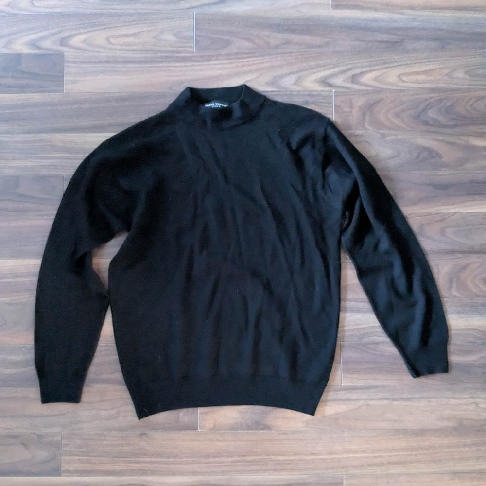 Ponte Vecchio Men's Black Merino Wool Turtleneck Sweater